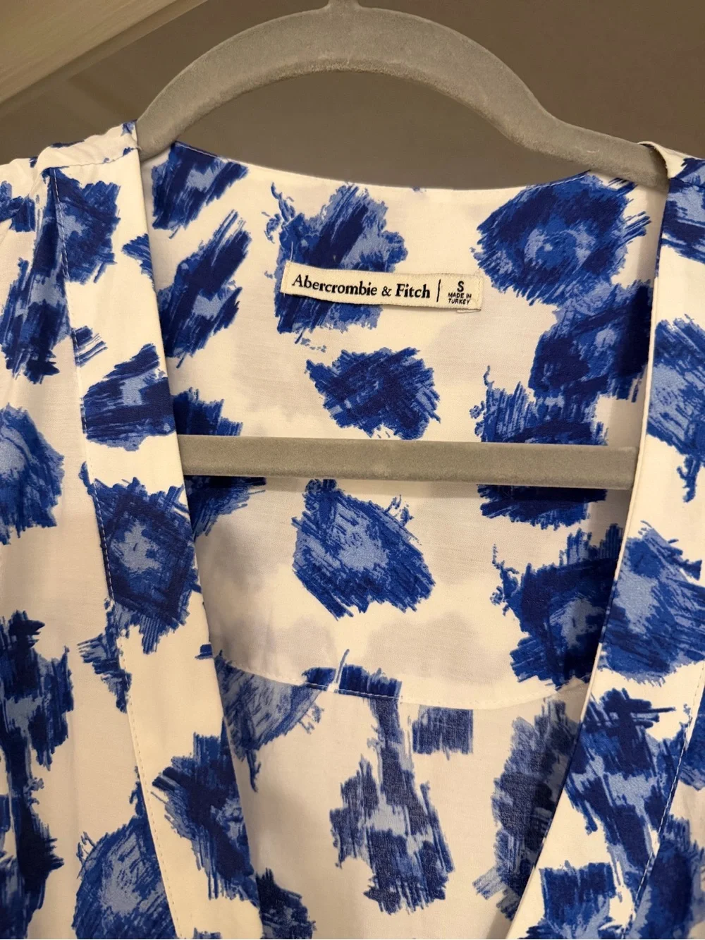 Tie Midi Dress in Blue Pattern